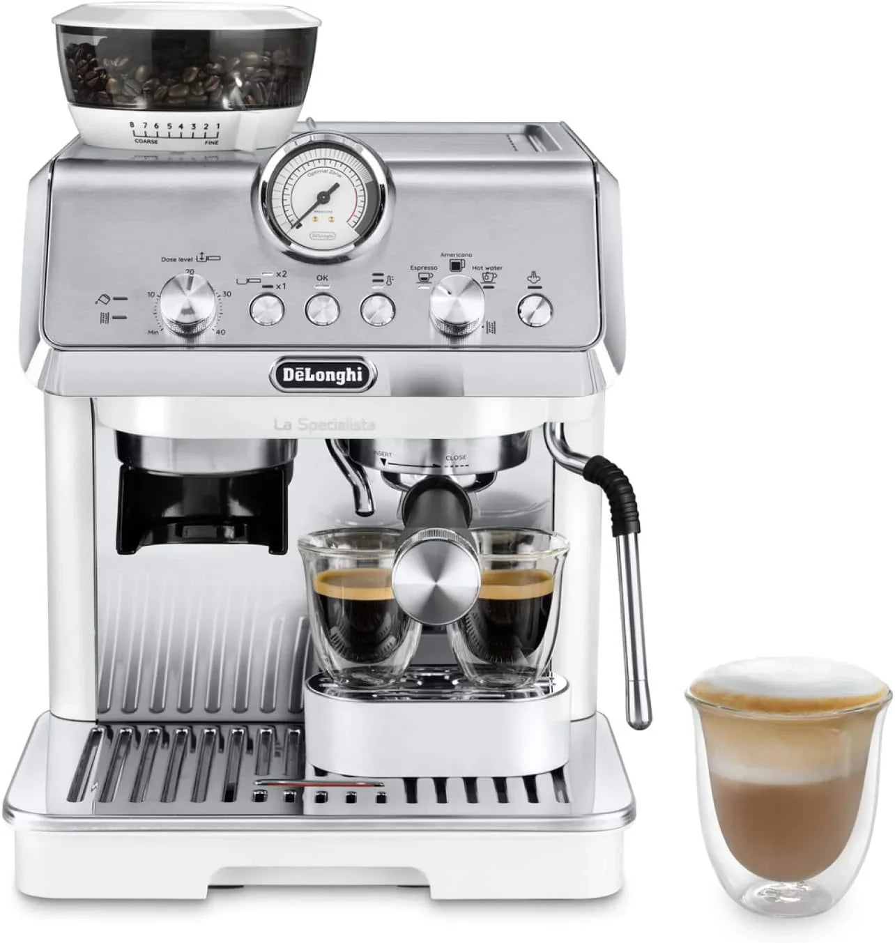 De'Longhi La Specialista Arte EC9155.MB Siebtrgermaschine, Espressomaschine mit Mahlwerk, 8 Mahlgrade, 15 Bar, 3 Temperaturen, Milchschaumdüse, 1300 W, 1,5 l Tank, Edelstahl/Schwarz inkl. Barista-Kit(Ohne Cold Brew Funktion/Espressomaschine/Wei)
